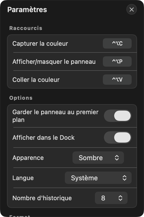 Paramètres